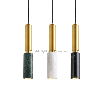 Hand Grenade Split Joint Iron Natural Marble Shade Pendant Light
