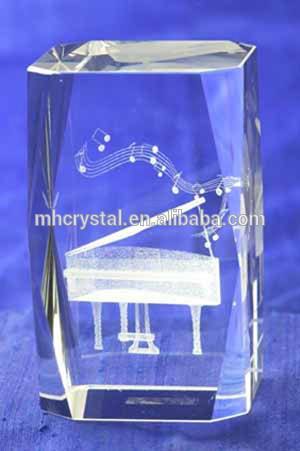 K9 glass crystal cube with piano inside MH-F0328