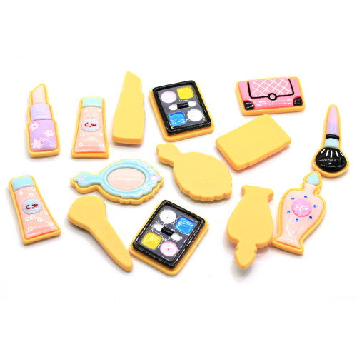 Hot Popular &amp; Kawaii Make Up Set Flatback Resina Cabochons Nail Polisa Specchio Rossetto Make Up Slime Charms Abbellimenti