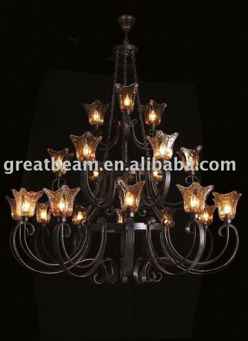 Iron Craft Blown Glass Shade chandelier D1309