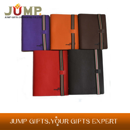 Hot selling leather notebook,cheapest gift notebook with elastic band