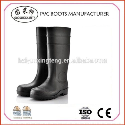 Water Resistant Black Men Knee High PVC Mining Safety Boots