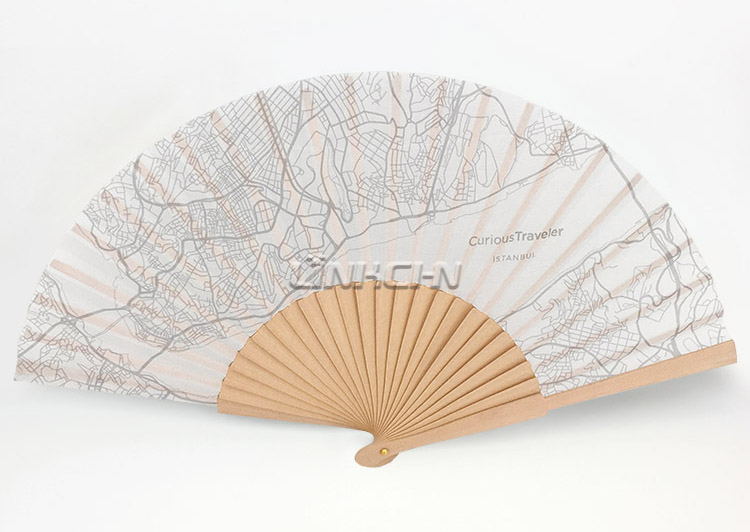 Personalized wooden silk portable hand fan with custom logo