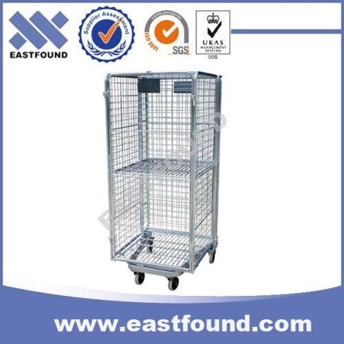 Storage Foldable Wire Trolley Cart With Wheels,Nesting Roll Container