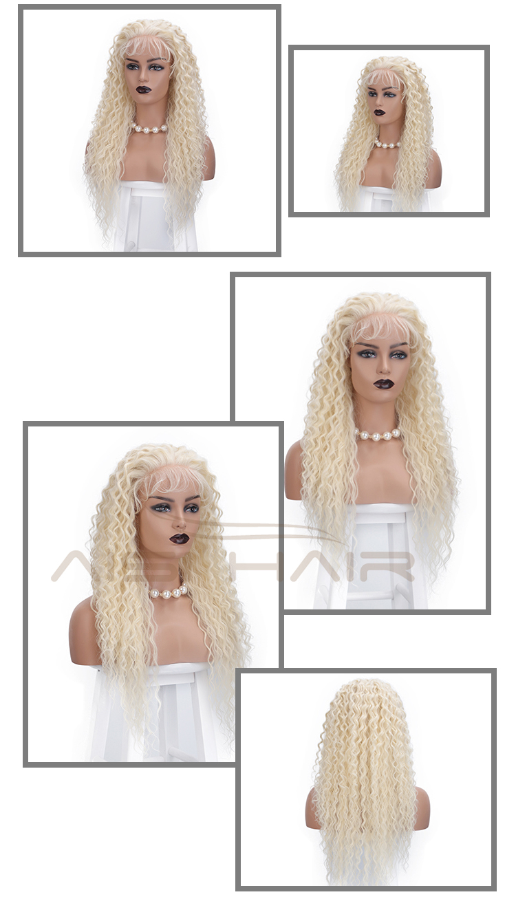 Lace Frontal Wig Deep Wave Long Wavy Blonde Wig Afro Kinky Curly Cosplay For Black Women Front Lace Hair Wigs