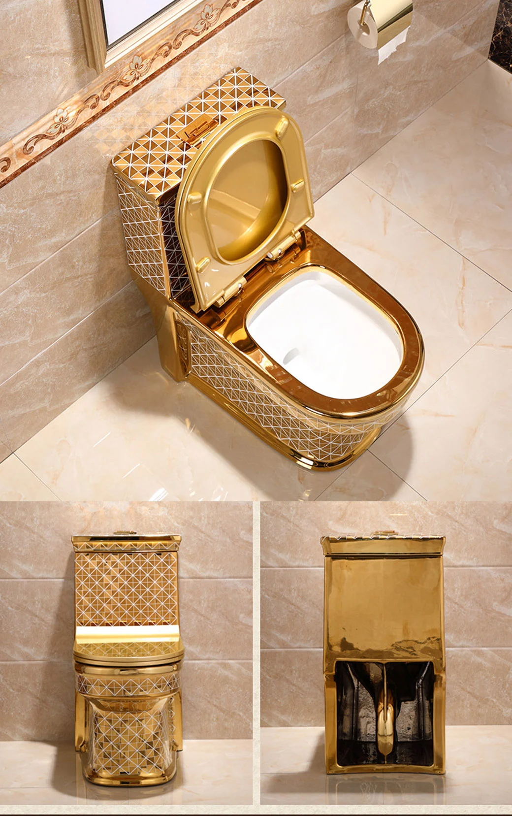 European Tyle Luxury Golden Flush Toilet Toilet Home Creative Personality Color Toilet