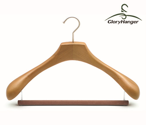 Gloryhanger wooden coat hanger with locking round bar
