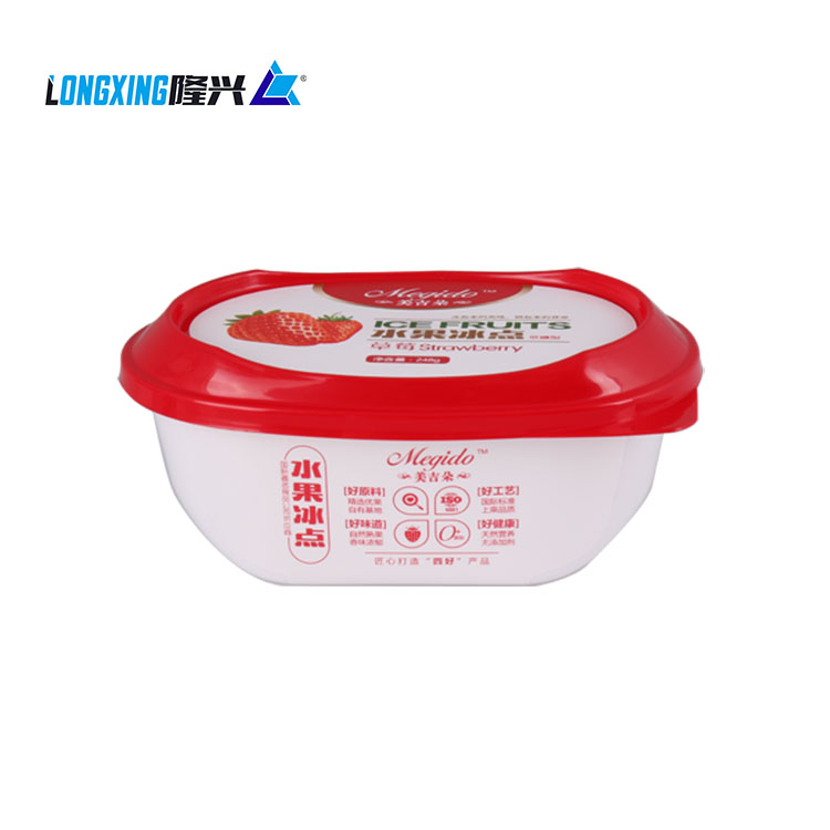 Wholesale 300ml Oval Shape IML packaging custom logo printing pp yogurt cups yogurt plastic containers with lids and Spoon