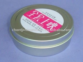 Round tin shoe polish box