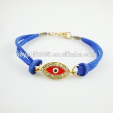 Rhinestone Crystal Oval Evil Eye Bracelet Red Turkish Lucky Eye Blue Velvet Bracelet