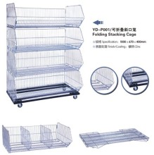Stackable wire basket rack fold stacking cage