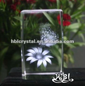 beautiful flower 3d laser etched crystal