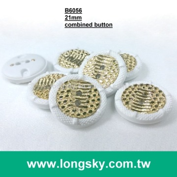 (#B6056) two holes gold plating white rim two parts assembled garment button