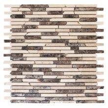 Jeffrey Court English Stone Emperador 11 in. x 12.25 in. x 8 mm Travertine and Marble Mosaic Wall Tile
