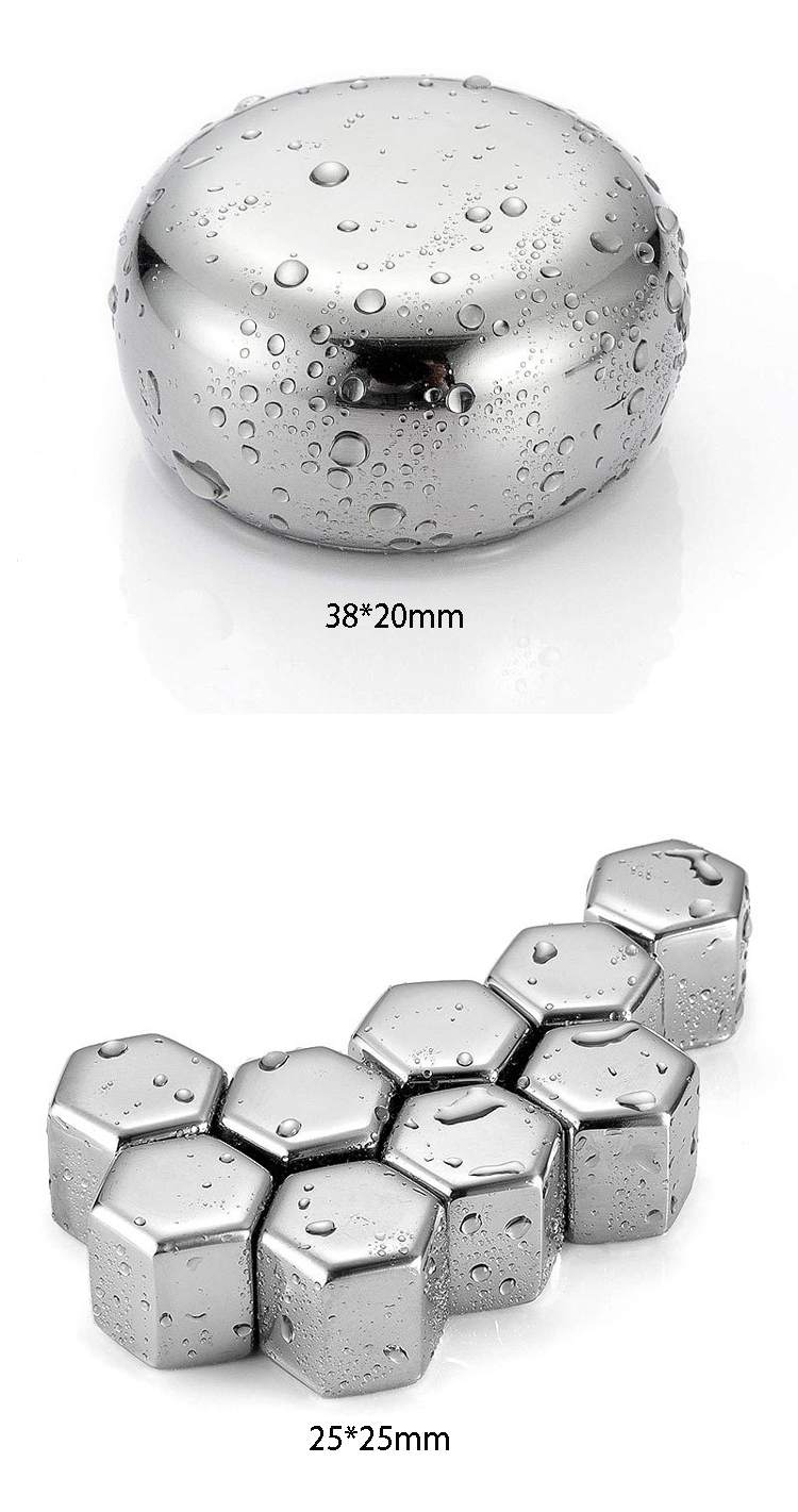 Reusable Whiskey Stones Chillers Wine Ice Cube Stainless Steel