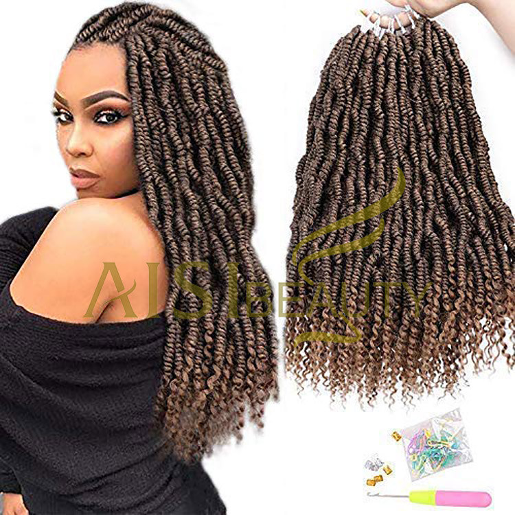 Aisi Beauty Goddess Faux Locs Brown Hair Extensions Pre Twisted Crochet Braids Passion Hairpieces Synthetic Braiding Hair