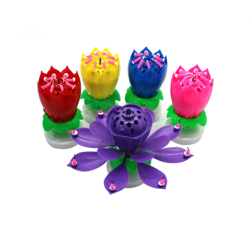 Double Layer Rotatory Lotus Musical Birthday Candle