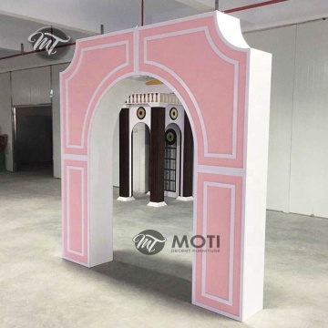Romantic Elegant Wedding Event Pink Castle Arch Backdrops for Children Birthday Party Decoration Wall