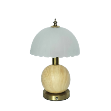 Ceramic base rechargeable table lamp glass shade
