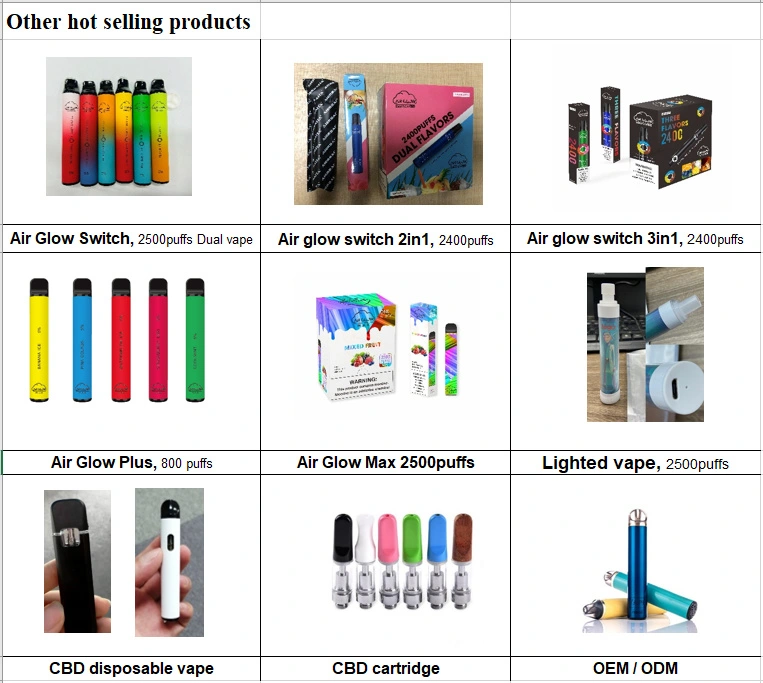 800 Puffs 11 Colors 11 Flavors Fruits Air Glow Plus Disposable Vape E Cigarette