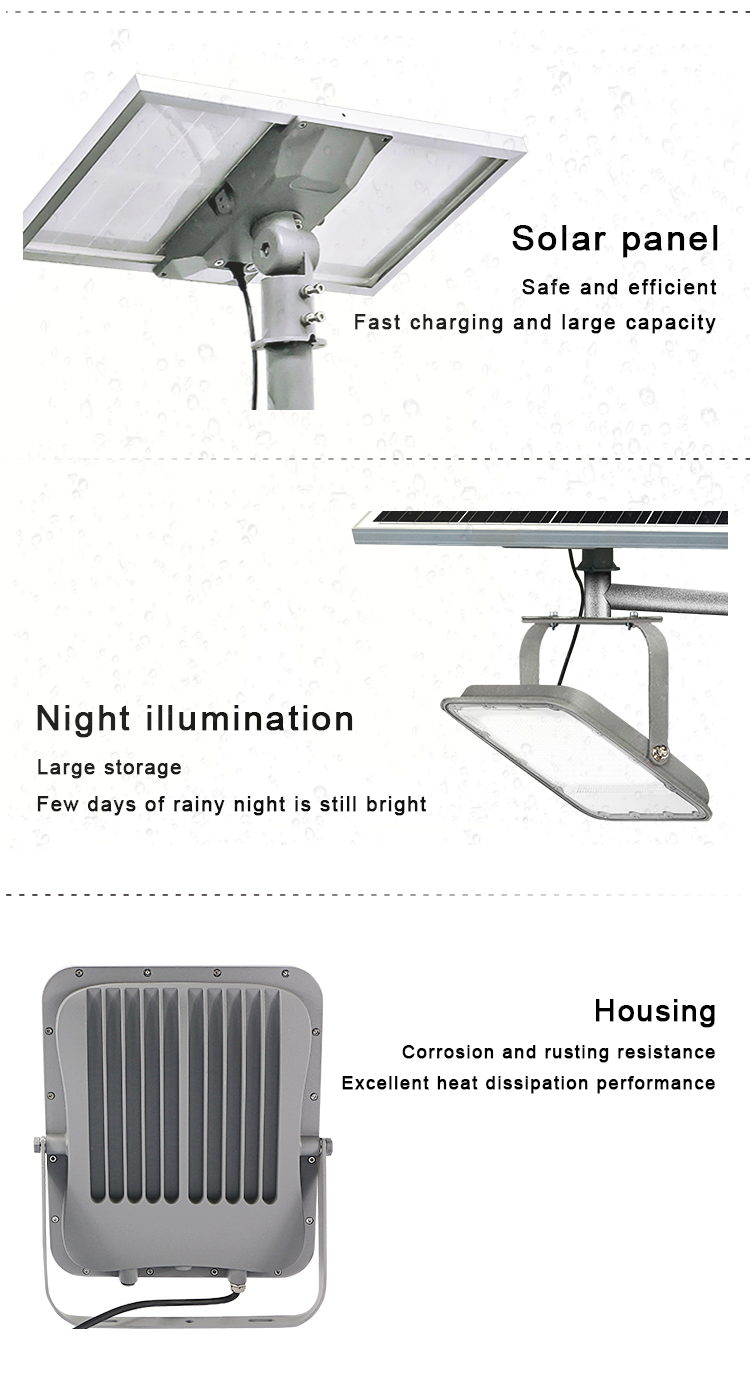 KCD Manufacturer Aluminum Housing Parking Lot Tower Solar Dusk to Dawn 100 watt 12 volt Led Flood Light