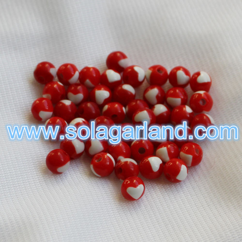 8MM Plastic Round Heart Chunky Beads Bubblegum Necklace Beads