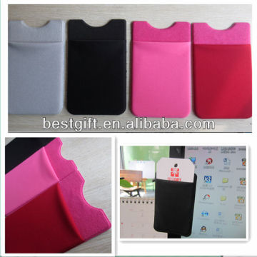 Custom mini mobile phone card holder 3M sticker adhesive card pocket for mobile phone.