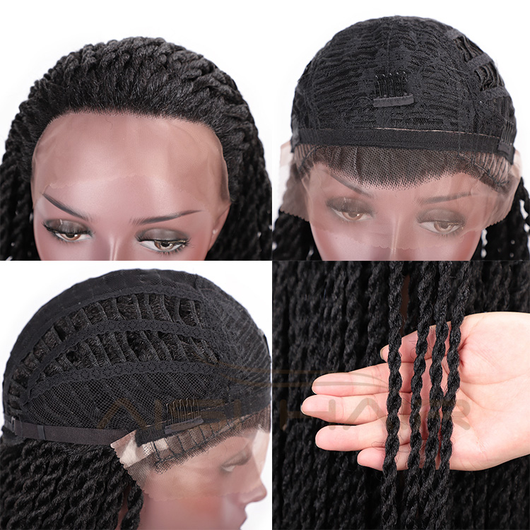 Aisi Hair Heat Resistant Synthetic Fiber Lace Front Twists Braids Wig Lace Front Long Braiding Wigs for Black Women