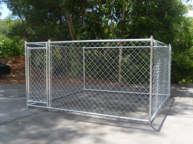 China supplier Black Powder Coated Chain link Dog kennel by factory