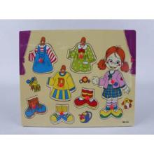 Intellectual toy wooden cloth puzzle for kid