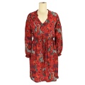 Gorąco sprzedająca się letnia szyfonowa sukienka boho z długim rękawem w nowym stylu z nadrukiem w kwiaty