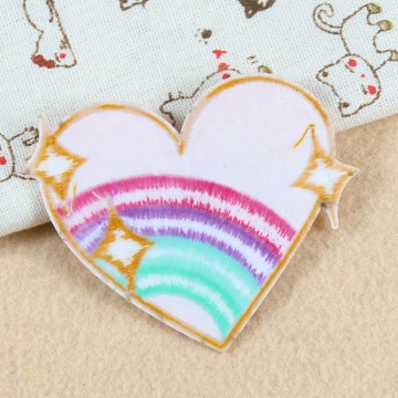 Rayures en forme de coeur arc-en-ciel fer sur patchs de broderie