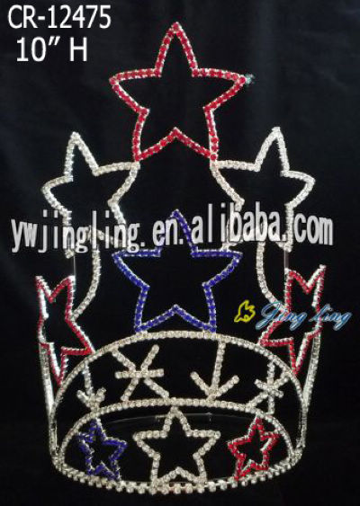 Patriotic crown 10inch fashion star Rhinestone Crowns