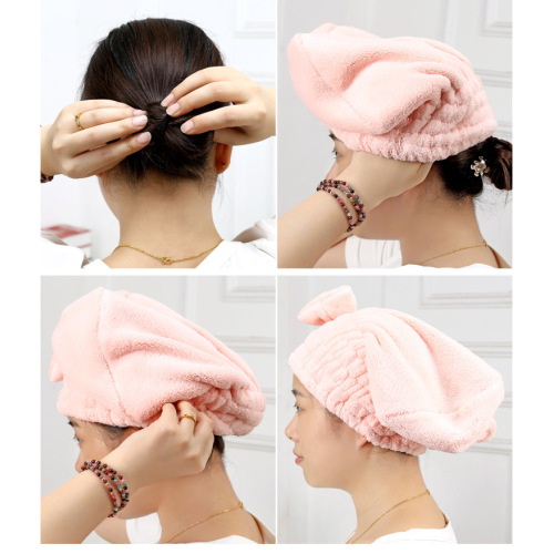 Bonnet de bain serviette épaisse cheveux corail