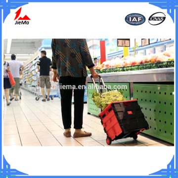 Plastic cart folding plastic shopping cart with seat plastic trolley cart