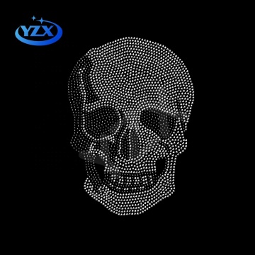 Hotfix Rhinestone Transfer T-Shirt: Custom Skull Design Heat Transfer