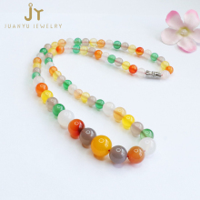 Gradient Size Gemstone Chalcedony and Agate Necklace: Wholesale Candy-Colored Beaded Jewelry
