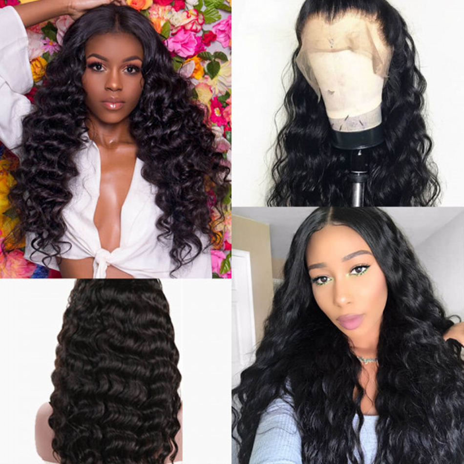 Malaysian Human Hair Wig Transparent Lace Loose  Deep Virgin Hair Brazilian Human Hair Wigs For Black Women