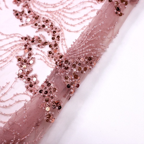 Dirty Pink Sequin Embroidery Mesh Lace