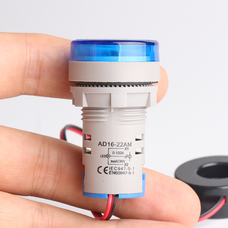 22mm 100A AC RED single phase LED indicator digital electric current ammeter indicator lamp