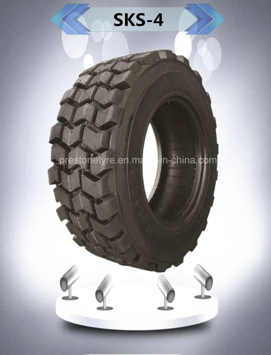 Prestone High Quality Sks-4 12-16.5 Industrial Skid Steer Loader Tire for 12pr 14pr