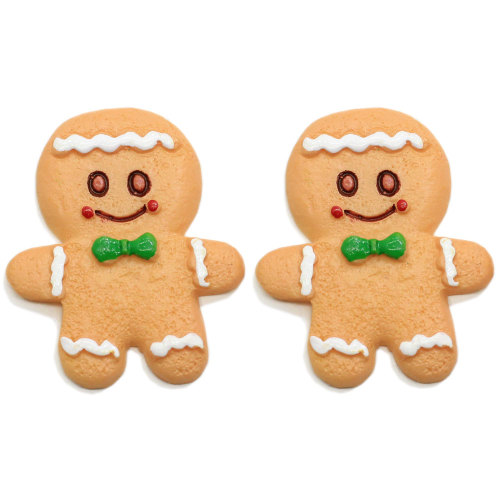 Le plus chaud 100 pièces pain d&#39;épice artificiel homme résine artisanat dessin animé Biscuits porte-clés ornement embellissement de noël