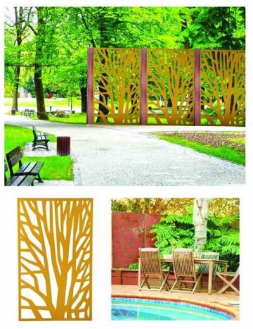 Exterior garden art fence & sheet metal & screen