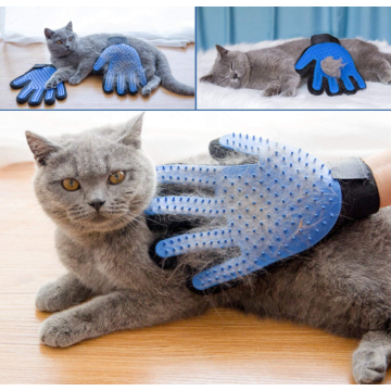 2 gants de toilettage doux pour animaux de compagnie