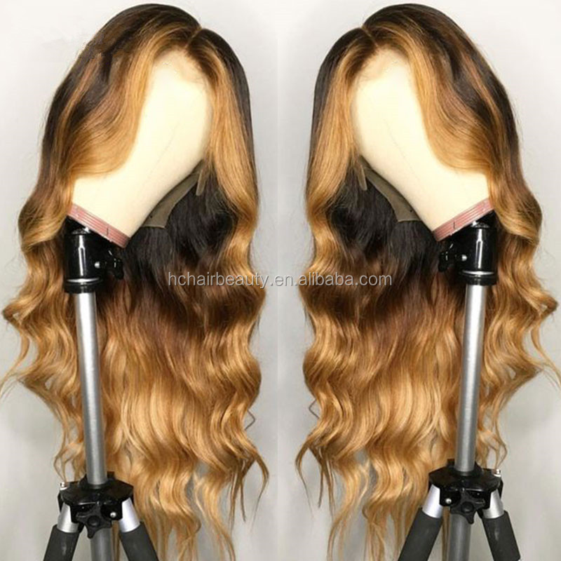 Ombre 4/27  Lace Front Wig Brazilian Remy Human Hair  Wigs Ombre 4/27 Body Wave Lace Front Wig Pre Plucked Highlights