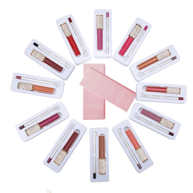 Make up Vegan Lipstick Private Label Lip Liner and Lipstick Set 2in1 Lipstick Cosmetics