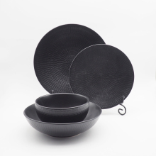 Hot Sale Nordic Style Ceramic Crockery Black Dinnerware Set