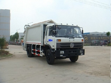 Dongfeng front loader garbage truck dumping videos