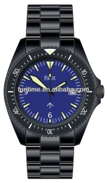 stainless steel military IP balck watch