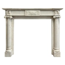 White Marble Fireplace Mantel with Fluted Columns